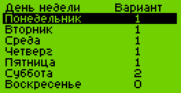 Расписание на неделю